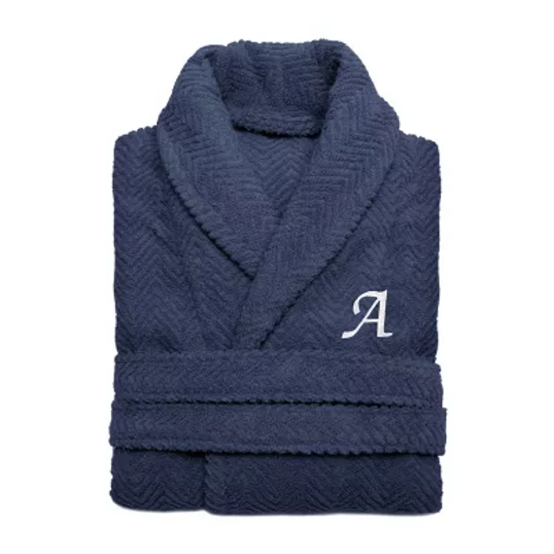 Linum Home Textiles Personalized Herringbone Weave Bathrobe Unisex Adult Long Sleeve Length Robe