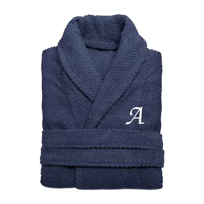 Linum Home Textiles Personalized Herringbone Weave Bathrobe Unisex Adult Long Sleeve Length Robe