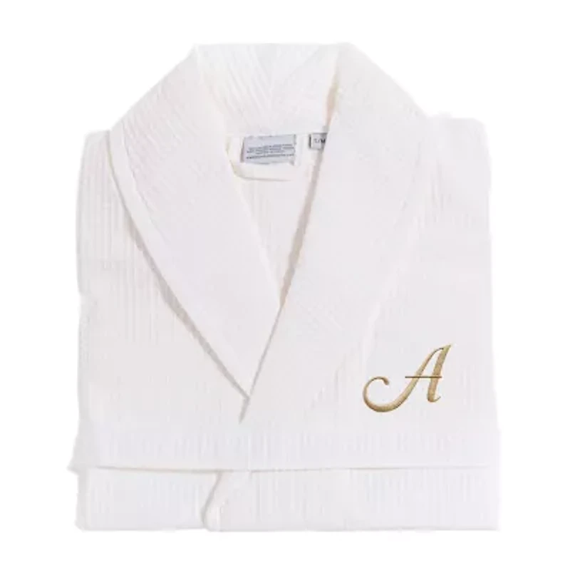 Linum Home Textiles Personalized Waffle Weave Bathrobe Unisex Adult Long Sleeve Length Robe