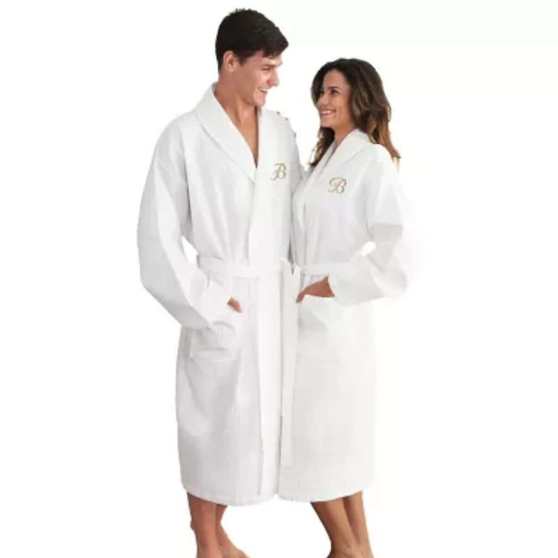 Linum Home Textiles Personalized Waffle Weave Bathrobe Unisex Adult Long Sleeve Length Robe