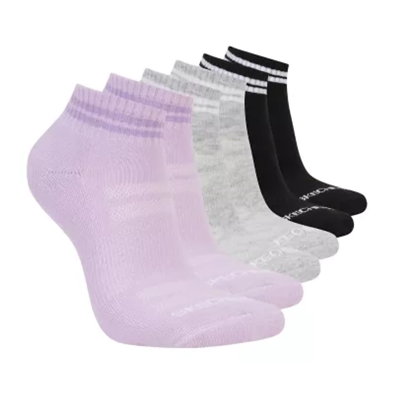 Skechers Active Womens Multi-Pack 6 Pair Quarter Ankle Socks
