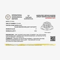 Grown Gorgeous (F, Vs2) Womens 1 1/2 CT. T.W. Lab White Diamond 14K Gold Round Halo Cocktail Ring