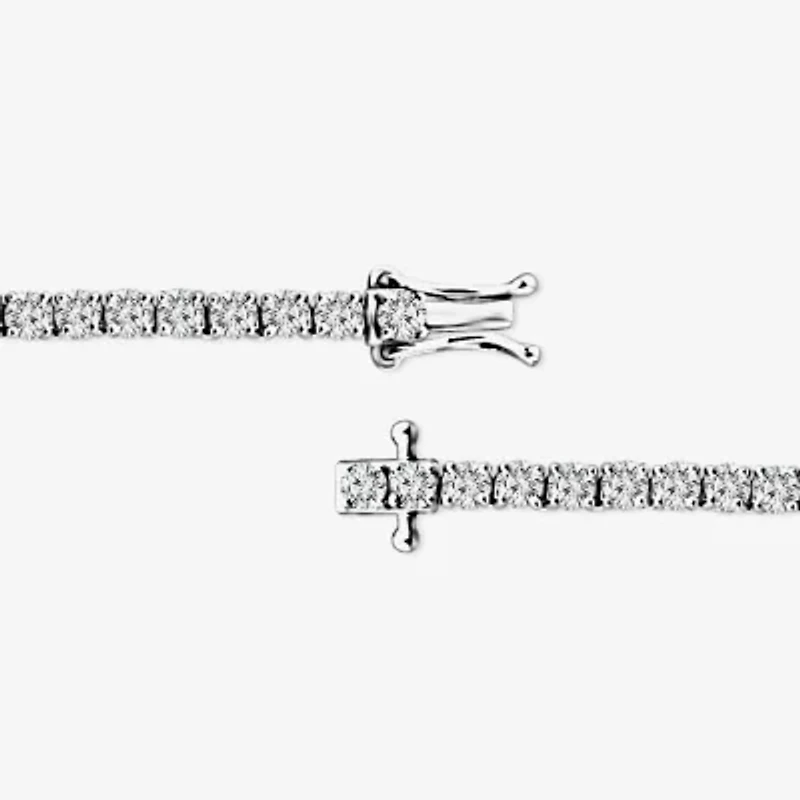 (F / Si2) Womens White Diamond 10K Gold 18 Inch Tennis Necklace