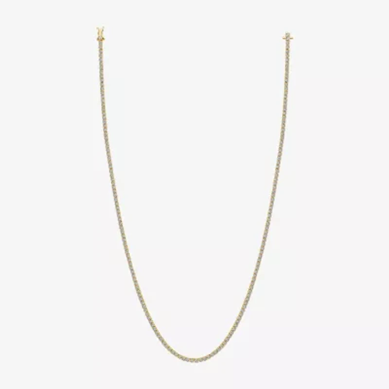 F, Si2 Womens White Diamond 10K Gold 18 Inch Tennis Necklace