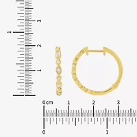 Diamonart Womens Lab Created White Cubic Zirconia 14K Gold Over Silver Sterling Silver Hoop Earrings