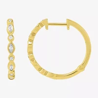 Diamonart Womens Lab Created White Cubic Zirconia 14K Gold Over Silver Sterling Silver Hoop Earrings