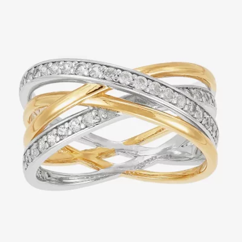 Diamonart Womens 10.5MM Lab Created White Cubic Zirconia Sterling Silver Bypass Band