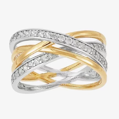Diamonart Womens 10.5MM Lab Created White Cubic Zirconia Sterling Silver Bypass  Band