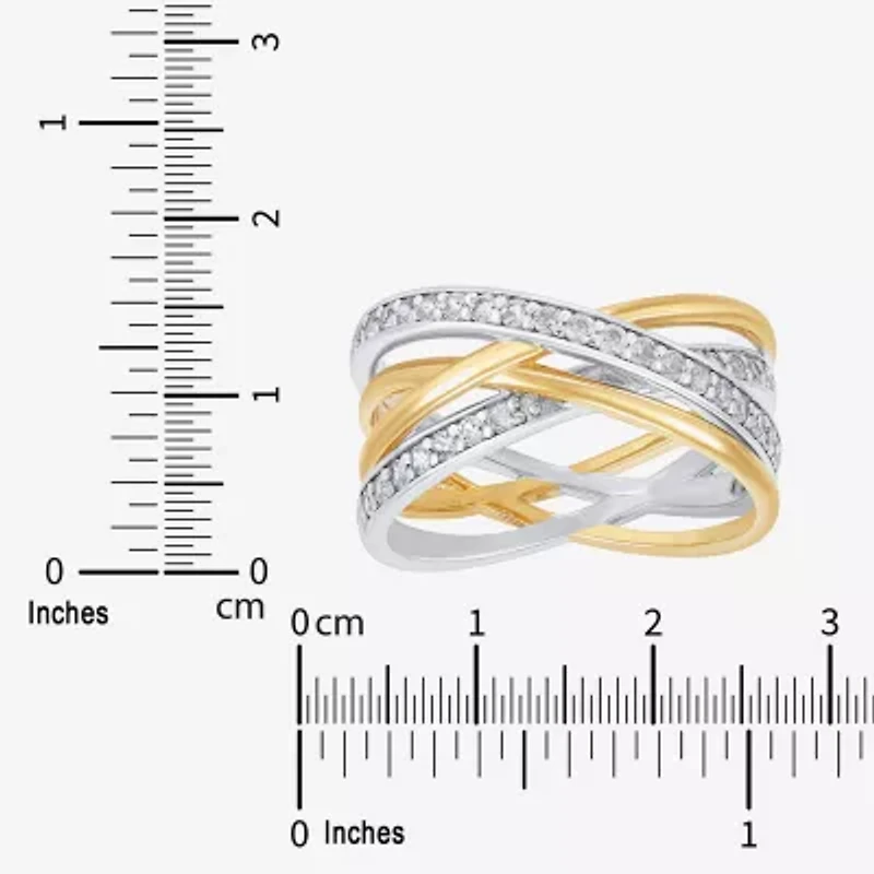 Diamonart Womens 10.5MM Lab Created White Cubic Zirconia Sterling Silver Bypass  Band