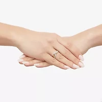 Diamonart Womens 10.5MM Lab Created White Cubic Zirconia Sterling Silver Bypass  Band