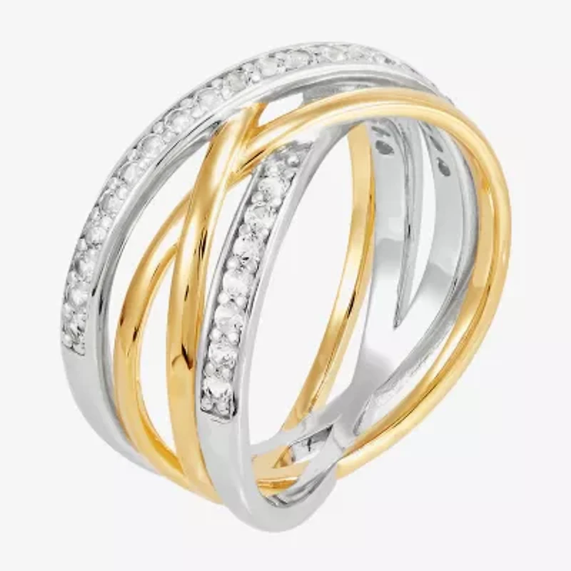 Diamonart Womens 10.5MM Lab Created White Cubic Zirconia Sterling Silver Bypass  Band