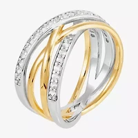 Diamonart Womens 10.5MM Lab Created White Cubic Zirconia Sterling Silver Bypass  Band