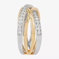 Diamonart Womens 10.5MM Lab Created White Cubic Zirconia Sterling Silver Bypass  Band
