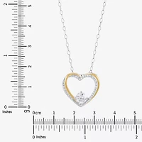 Womens Lab Created White Cubic Zirconia Sterling Silver Round 18 Inch Pendant Necklace