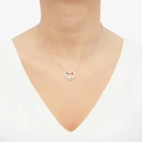 Womens Lab Created White Cubic Zirconia Sterling Silver Round 18 Inch Pendant Necklace