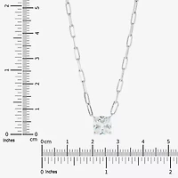 Diamonart Womens Lab Created White Cubic Zirconia Sterling Silver Cushion 18 Inch Pendant Necklace