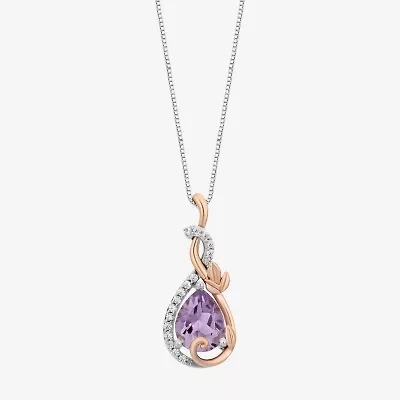 Enchanted Disney Fine Jewelry Rapunzel Womens 1/10 CT. T.W. Genuine Purple Amethyst 14K Two Tone Gold Over Silver 18 Inch Pendant Necklace