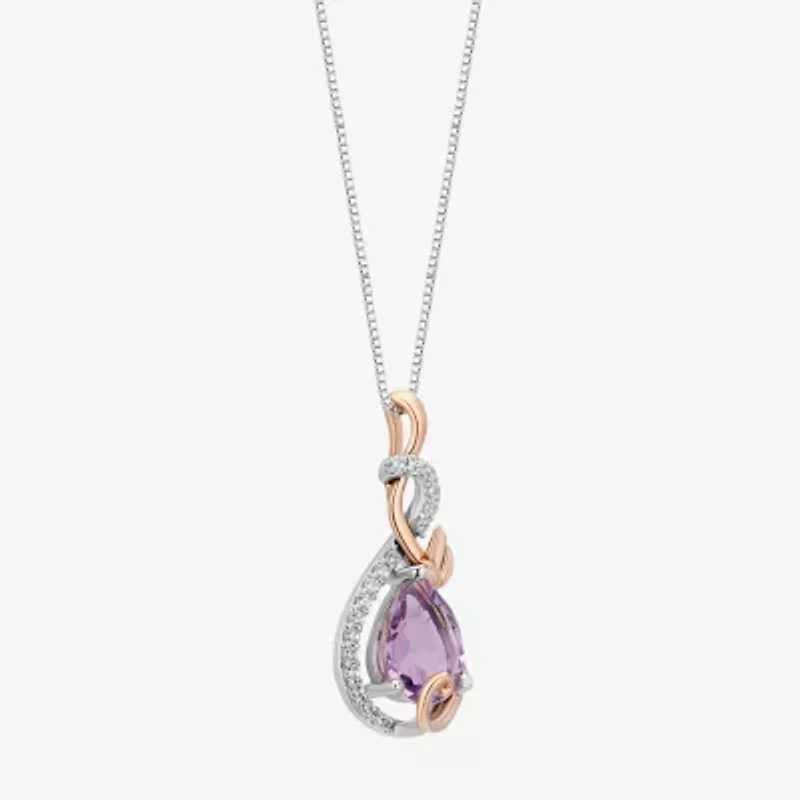 Enchanted Disney Fine Jewelry Rapunzel Womens 1/10 CT. T.W. Genuine Purple Amethyst 14K Two Tone Gold Over Silver 18 Inch Pendant Necklace