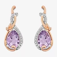 Enchanted Disney Fine Jewelry Womens 1/10 CT. T.W. Genuine Purple Amethyst 14K Two Tone Gold Over Silver Princess Rapunzel Drop Earrings