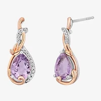 Enchanted Disney Fine Jewelry Womens 1/10 CT. T.W. Genuine Purple Amethyst 14K Two Tone Gold Over Silver Princess Rapunzel Drop Earrings