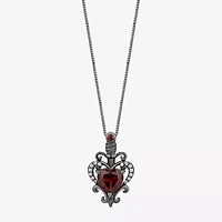 Enchanted Disney Fine Jewelry Evil Queen Womens Diamond Accent Genuine Red Garnet Sterling Silver Heart 18 Inch Pendant Necklace