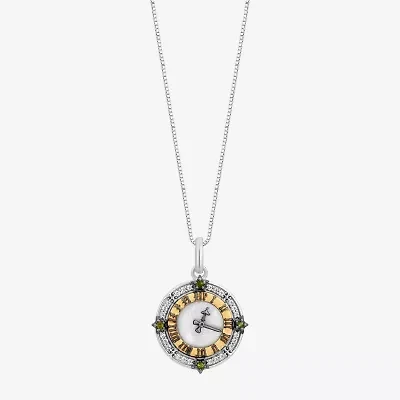 Enchanted Disney Fine Jewelry Tinkerbell Womens 1/10 CT. T.W. Genuine White Mother Of Pearl 14K Two Tone Gold Over Silver Round 18 Inch Pendant Necklace