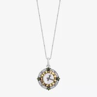 Enchanted Disney Fine Jewelry Tinkerbell Womens 1/10 CT. T.W. Genuine White Mother Of Pearl 14K Two Tone Gold Over Silver Round 18 Inch Pendant Necklace