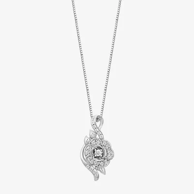 Enchanted Disney Fine Jewelry Cinderella, (I/I2) Womens 1/5 CT. Lab Grown White Diamond Sterling Silver 18 Inch Pendant Necklace