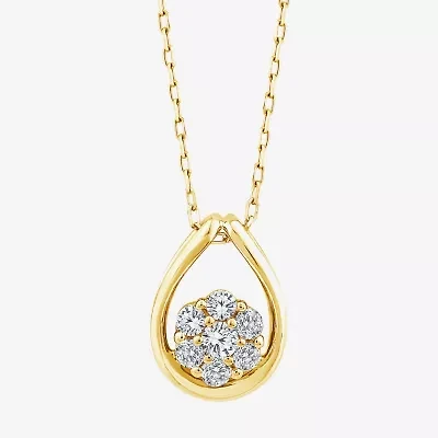 Diamond Blossom F, Si2 Womens 1/3 CT. T.W. Lab Grown White Diamond 14K Gold Over Silver 18 Inch Pendant Necklace