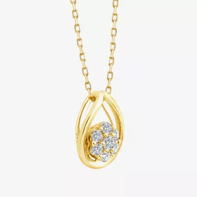 Diamond Blossom F, Si2 Womens 1/3 CT. T.W. Lab Grown White Diamond 14K Gold Over Silver 18 Inch Pendant Necklace