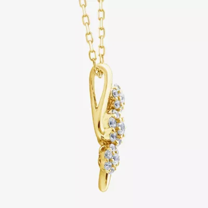 Diamond Blossom F, Si2 Womens 1/3 CT. T.W. Lab Grown White Diamond 14K Gold Over Silver 18 Inch Pendant Necklace