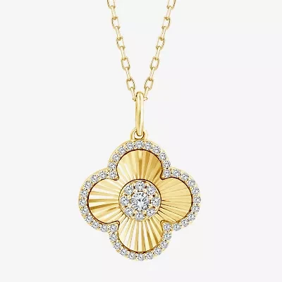 Diamond Blossom F, Si2 Womens 3/8 CT. T.W. Lab Grown White Diamond 14K Gold Over Silver 18 Inch Pendant Necklace