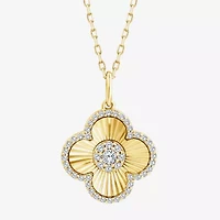Diamond Blossom F, Si2 Womens 3/8 CT. T.W. Lab Grown White Diamond 14K Gold Over Silver 18 Inch Pendant Necklace