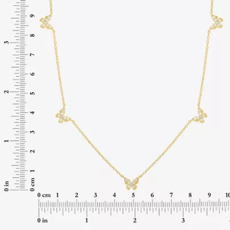 Diamond Addiction Butterfly (G-H/ Si2-I1) Womens 1/4 CT. T.W. Lab Grown White Diamond 14K Gold Over Silver Butterfly 18 Inch Pendant Necklace