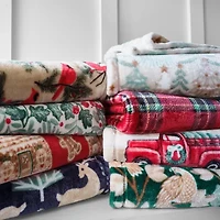 North Pole Trading Co. Holiday Velvet Plush Throw