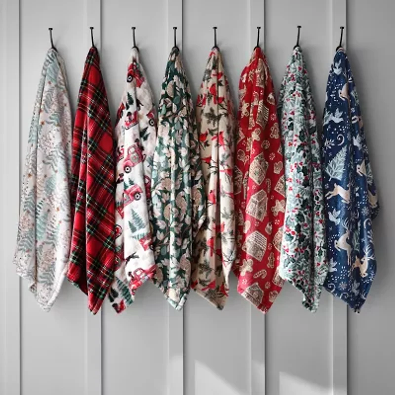 North Pole Trading Co. Holiday Velvet Plush Lightweight Throw