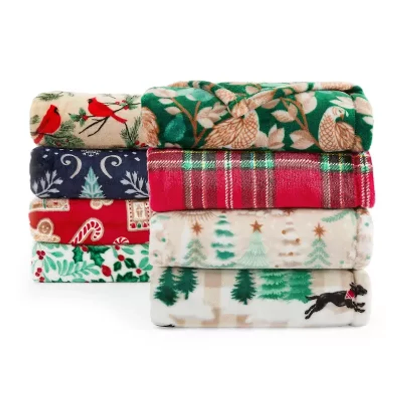 North Pole Trading Co. Holiday Velvet Plush Lightweight Throw
