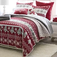 North Pole Trading Co. Holiday Novelty Stripe Quilt Set