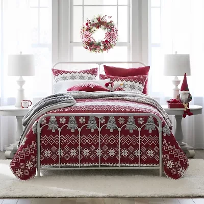 North Pole Trading Co. Holiday Novelty Stripe Quilt Set