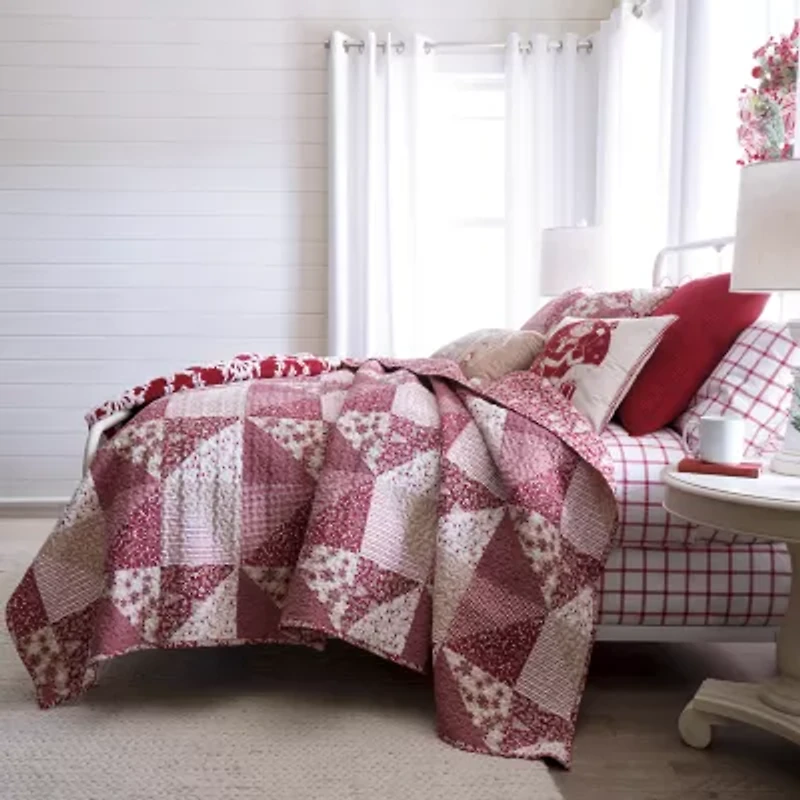 North Pole Trading Co. Holiday Holly Patchwork Quilt Set