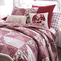 North Pole Trading Co. Holiday Holly Patchwork Quilt Set