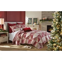 North Pole Trading Co. Holiday Holly Patchwork Quilt Set
