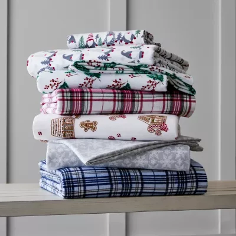 North Pole Trading Co. Printed Cotton Flannel Sheet Set
