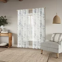 No 918 Margot Botanical Print Rod Pocket Sheer Single Curtain Panel