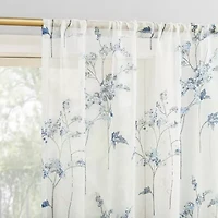 No 918 Margot Botanical Print Rod Pocket Sheer Single Curtain Panel