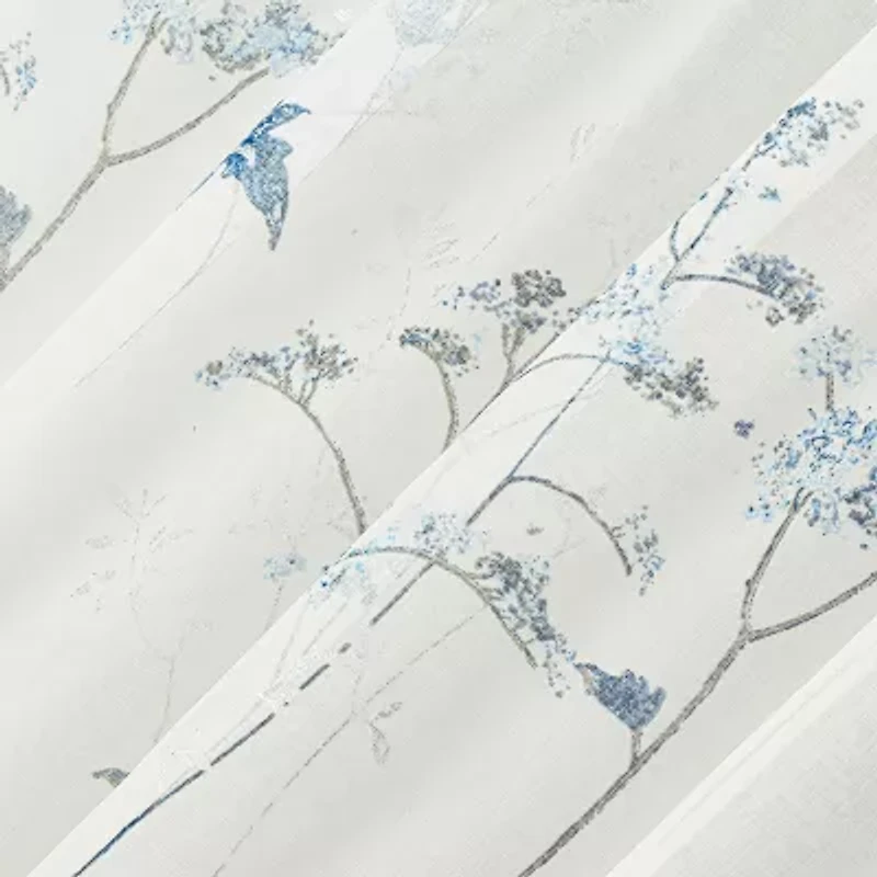 No 918 Margot Botanical Print Rod Pocket Sheer Single Curtain Panel