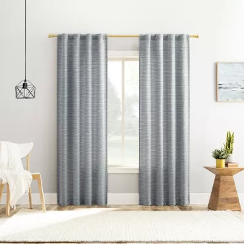 No 918 Laurel Space Dyed Textured Back Tab Semi-Sheer Single Curtain Panel