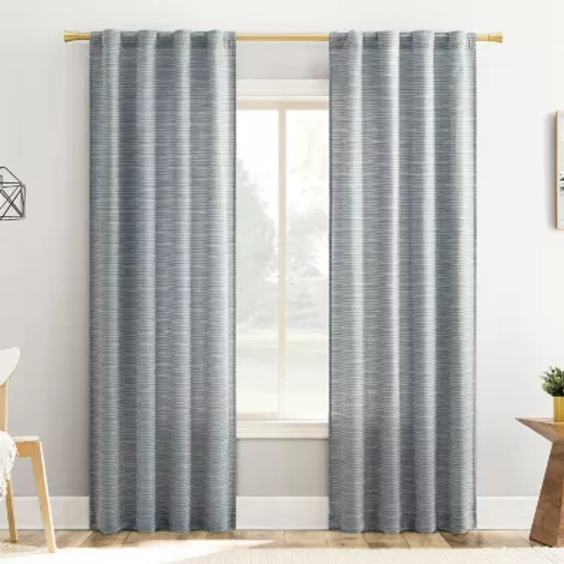 No 918 Laurel Space Dyed Textured Back Tab Semi-Sheer Single Curtain Panel