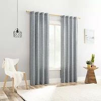 No 918 Laurel Space Dyed Textured Back Tab Semi-Sheer Single Curtain Panel