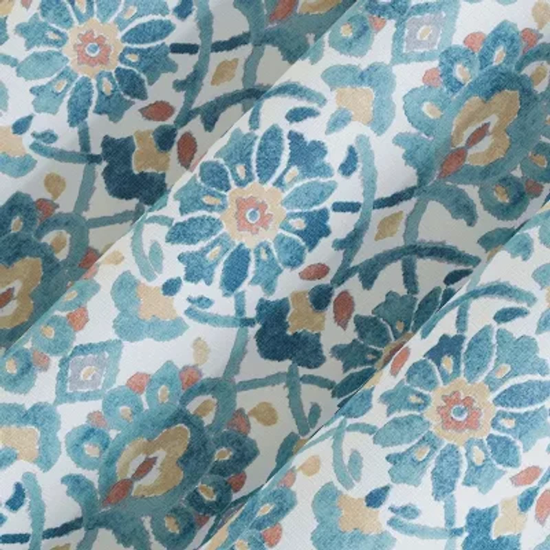 No 918 Hastings Watercolor Medallion Grommet Top Semi-Sheer Single Curtain Panel